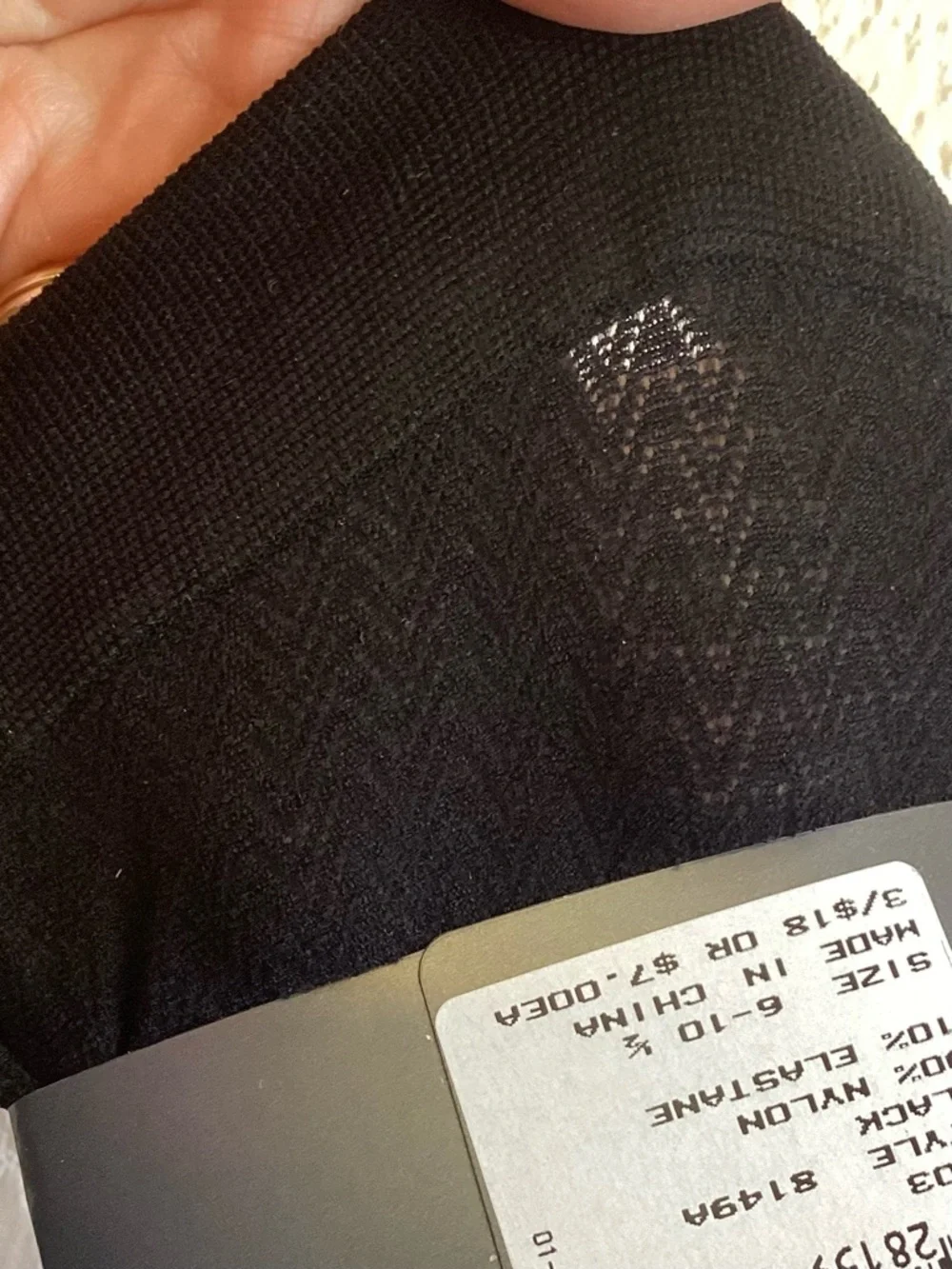 Nordstrom Black Chevron Textured Knee‎ High Stockings Fits 6-10.5 NEW